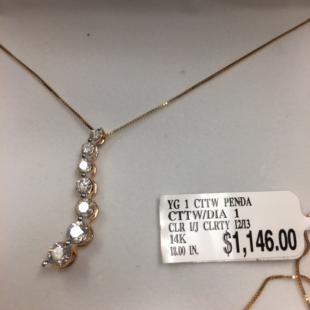 Diamond necklace 1 Carat Total Weight, 14K YG